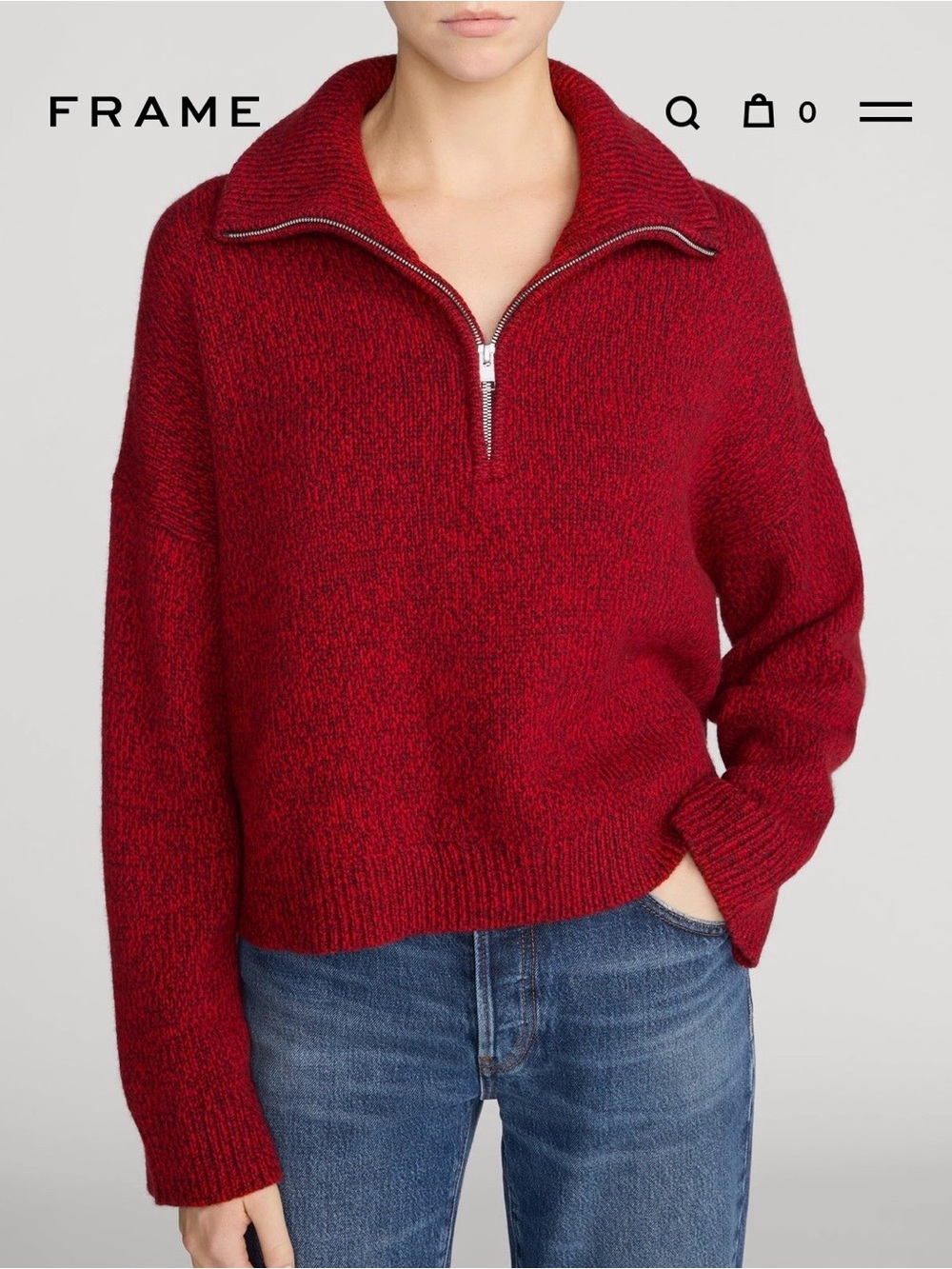 Frame Denim The Half Zip Marled Sweater